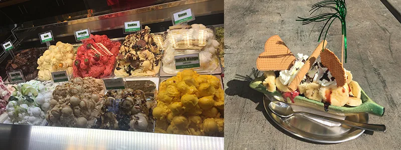 Halvhjärtat och utan huvudperson på italienskt glasskafé